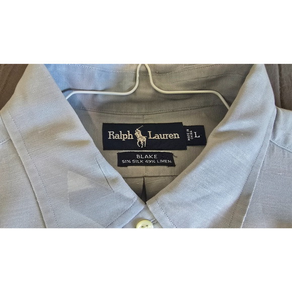Ralph Lauren Blake Shirt Men L Blue Silk Linen Long Sleeve Button Down Old Money - Picture 2 of 5